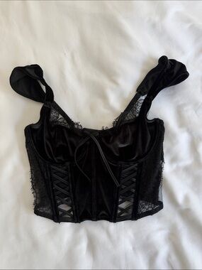 victoria secret Black Velvet Lace Corset Crop Top